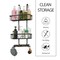 Over The Door Shower Caddy Organizer – 3-Tier Aluminum Hanging Bathroom Storage with 2 Baskets, 4 Hooks & Soap Holder, Rustproof & No Drill Installation (Black)